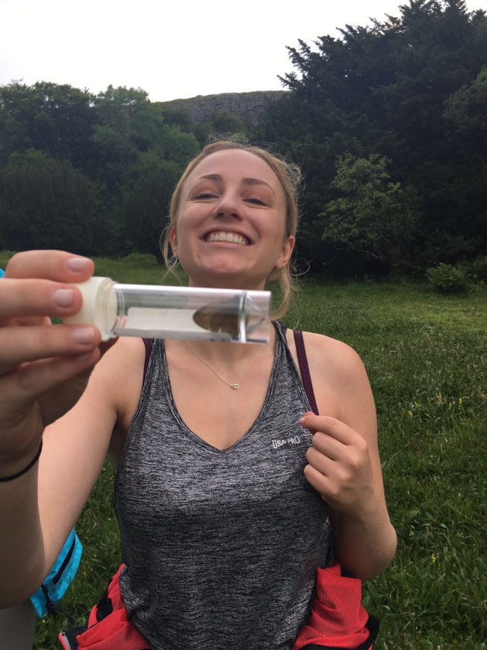 Becky catches her first butterfly