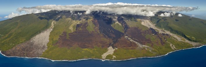 Réunion island has a mosaic of vegetation established on lava flows of different ages